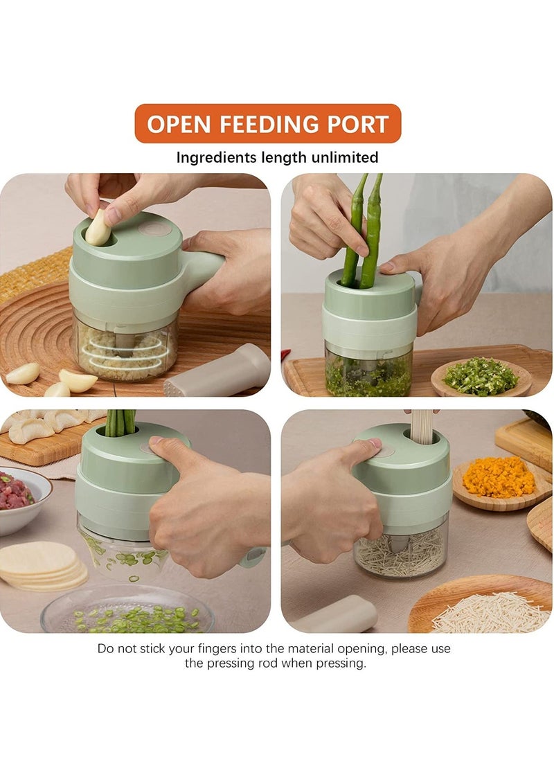 Raxoom 4 in 1 multifunctional usb rechargeable Handheld Electric Vegetable Cutter Set, Garlic Mud Masher Food Chopper, Portable Mini Wireless Food Processor,vegetable cutter slicer for Garlic Pepper Chili On - Image 5