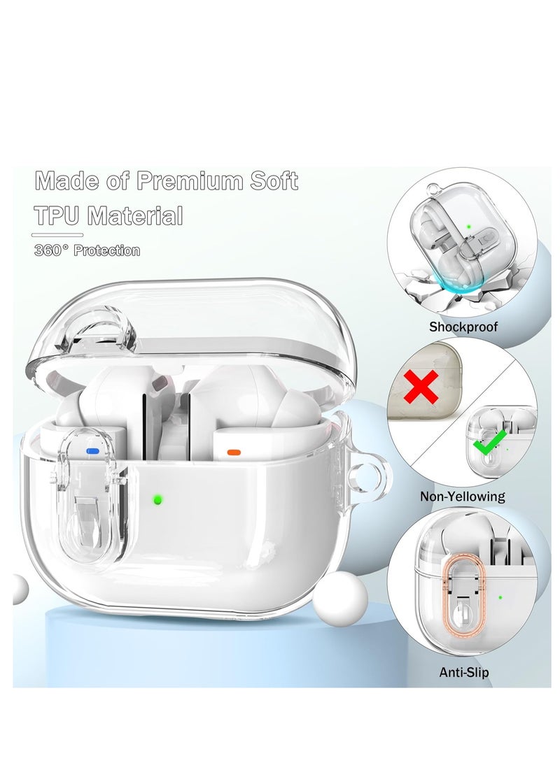حافظة سامسونج Galaxy Buds3 / Buds3Pro من سامسونج Galaxy Buds3 / Buds3Pro مع مجموعة تنظيف 3 في 1 - حافظة قفل ممتازة لبدلات Buds3 / Buds3Pro، تصميم مقاوم للصدمات، متينة وخفيفة الوزن (شفاف) - Image 3