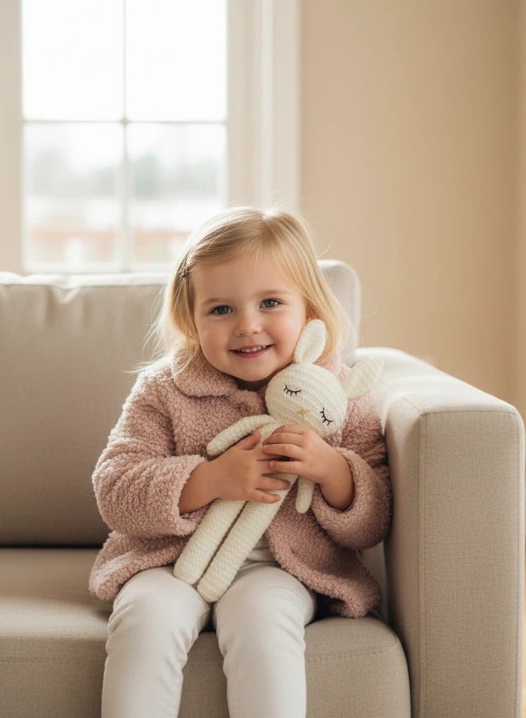 Y&D Stuffed Plush Baby Crochet Bunny Rabbit Eid Gifts Handmade Stuffed Animal Hand-Knit Doll Children Lovey Sleep Toy Newborn Baby - Image 2