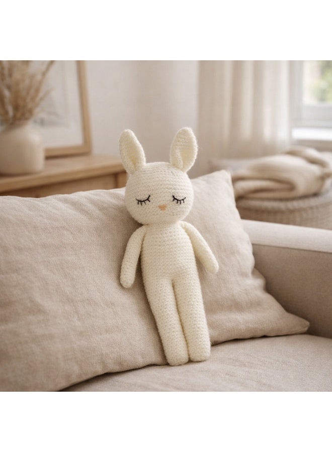 Y&D Stuffed Plush Baby Crochet Bunny Rabbit Eid Gifts Handmade Stuffed Animal Hand-Knit Doll Children Lovey Sleep Toy Newborn Baby - Image 1