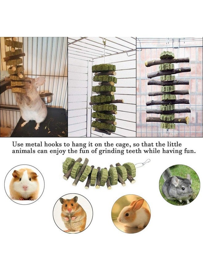هامليدي ألعاب مضغ للأسنان على شكل أرنب، 3 قطع من أغصان الفاكهة الطبيعية، مصنوعة يدويًا من عشب تيموثي البرسيم، مناسبة لخنازير غينيا والهامستر والأرانب القزمة والشنشيلة والجربوع، لتحسين صحة الأسنان. - Image 5