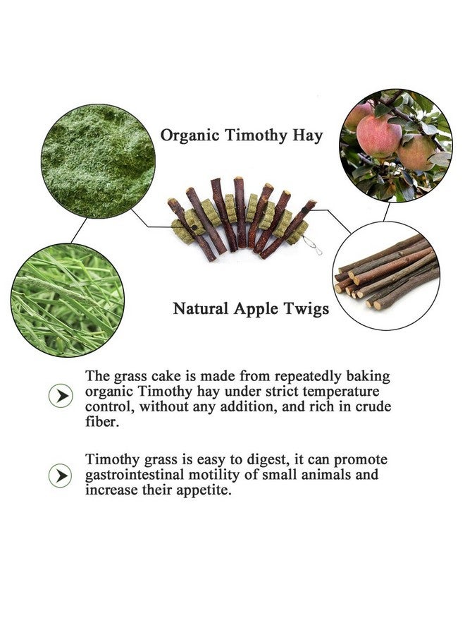 هامليدي ألعاب مضغ للأسنان على شكل أرنب، 3 قطع من أغصان الفاكهة الطبيعية، مصنوعة يدويًا من عشب تيموثي البرسيم، مناسبة لخنازير غينيا والهامستر والأرانب القزمة والشنشيلة والجربوع، لتحسين صحة الأسنان. - Image 4
