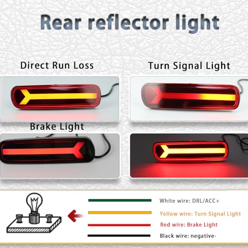 PGTOPONE LED Rear Bumper Reflectors Fog Brake Tail Light Lamps Compatible with Toyota Land Cruiser Lexus LX470 1998-2007 Add on Turn Signal Accessories (RED STYLE) - Image 2