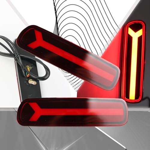 PGTOPONE LED Rear Bumper Reflectors Fog Brake Tail Light Lamps Compatible with Toyota Land Cruiser Lexus LX470 1998-2007 Add on Turn Signal Accessories (RED STYLE) - Image 3