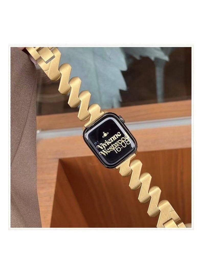 Watch Band Compatible for Apple Watch Series Band 42mm 44mm 45mm 46mm 49mm women, Genuine Leather Double Tour Designed Slim Replacement Strap for iWatch Series10 9 8 7 6 SE - Image 1