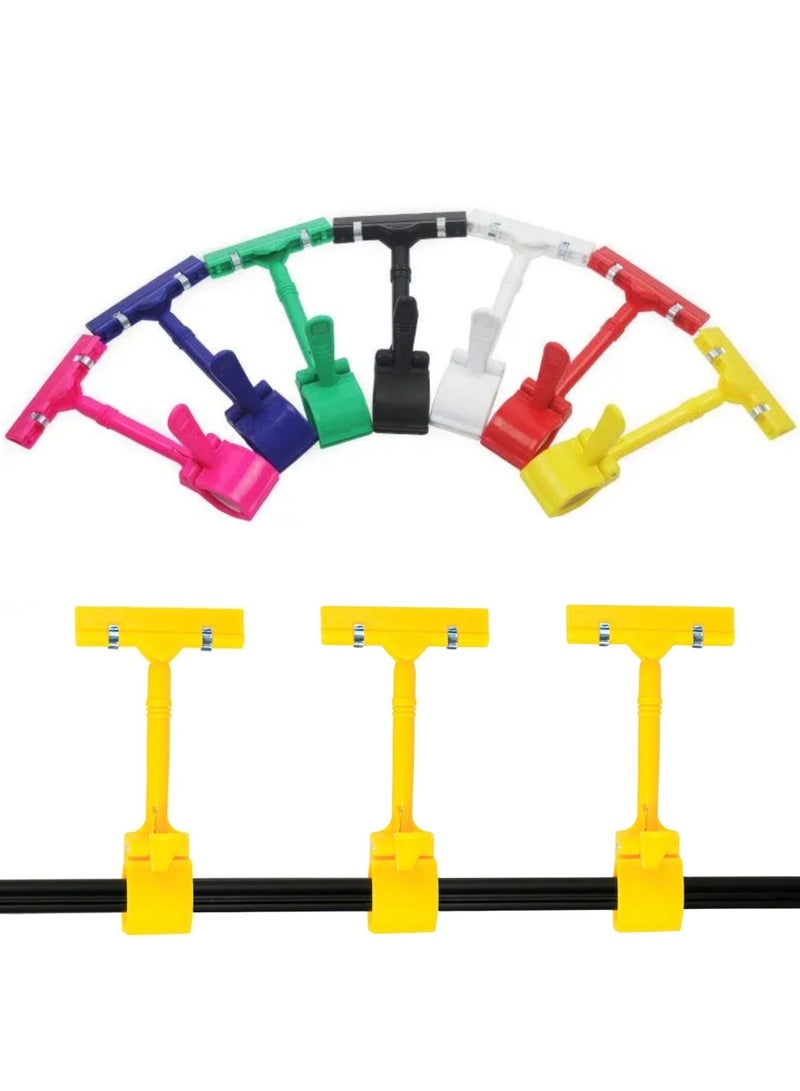 ORTUK 10pcs Retail Merchandise Sign Clip, Heavy Duty Rotatable Sign Board Clips, Plastic Rail Pop Display Sign Holder, Double Head Display Clip-on Holder Swivel Price Sign Tag Shelf Label Board Supermarket - Image 1