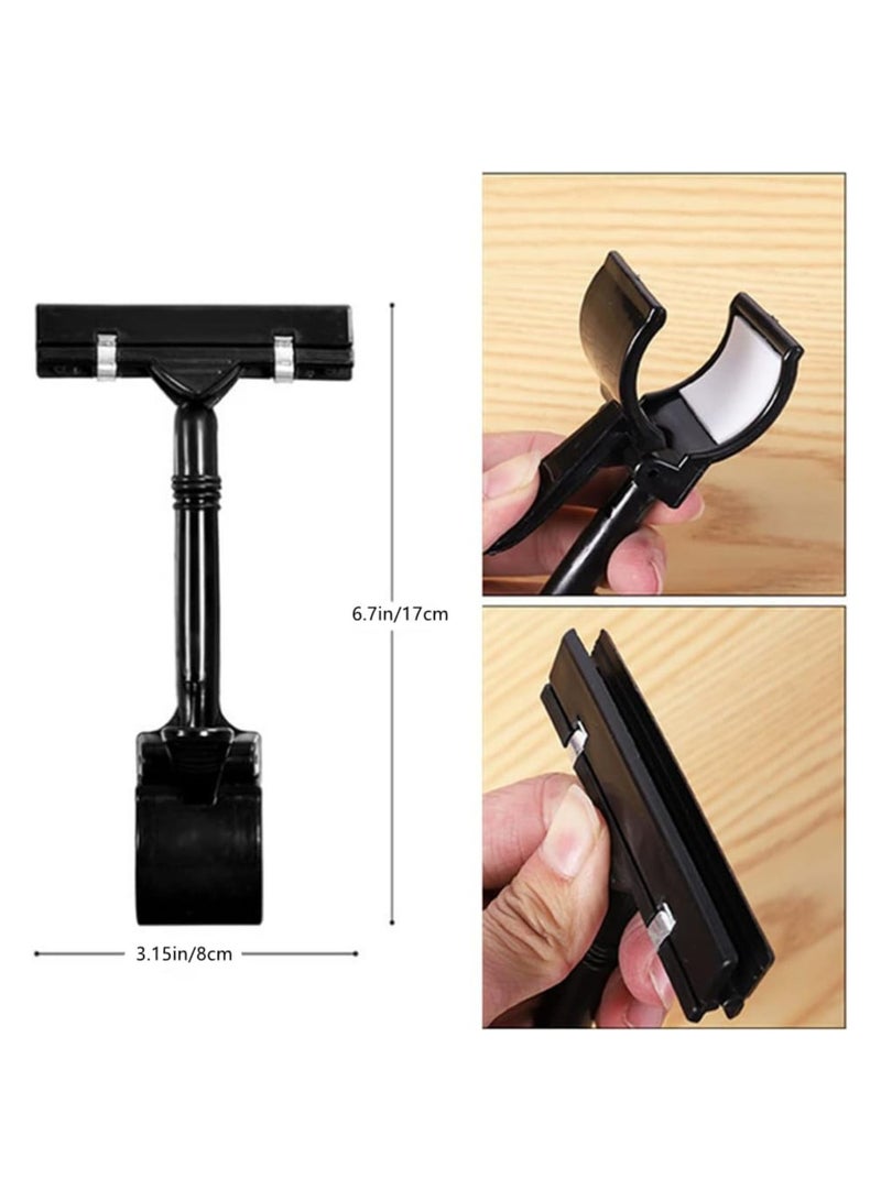 ORTUK 10pcs Retail Merchandise Sign Clip, Heavy Duty Rotatable Sign Board Clips, Plastic Rail Pop Display Sign Holder, Double Head Display Clip-on Holder Swivel Price Sign Tag Shelf Label Board Supermarket - Image 2