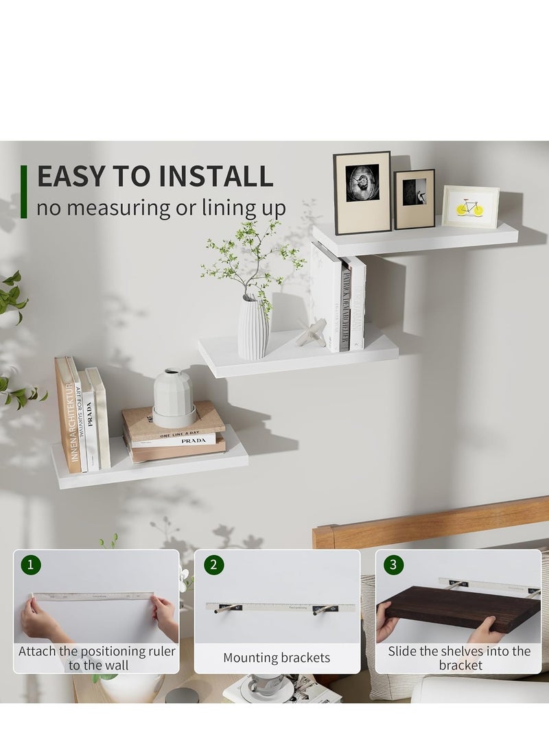 TRASSLE Floating Shelves, 17 Inch Wall Shelf Set of 3, Rustic Wood Shelves for Wall Storage, Wall Mounted Wooden Display Shelf for Bathroom Bedroom Kitchen Garage  - Image 3