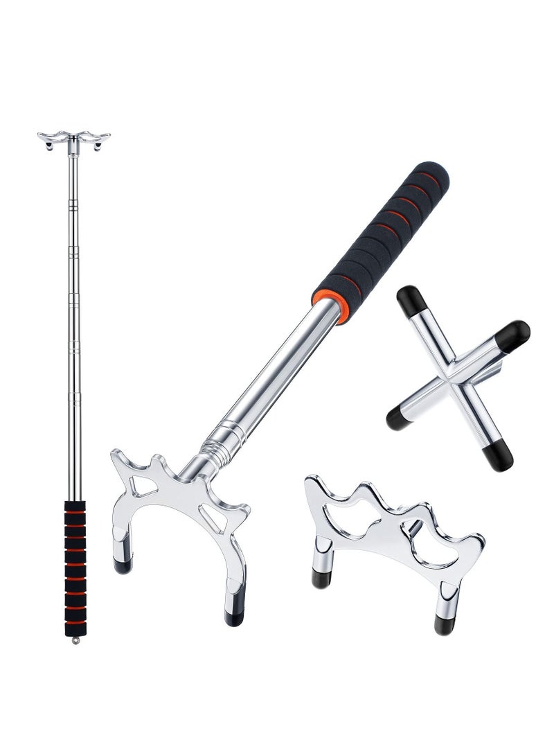 Bluejw Retractable Billiard Bridge Stand with 3 Pieces of Detachable Heads Easy Storage Light Weight Suitable for Pool Table Snooker (Silver Set 4) - Image 1