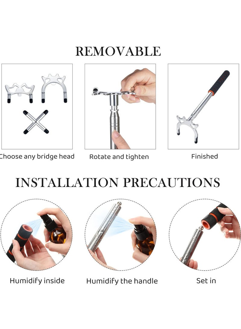 Bluejw Retractable Billiard Bridge Stand with 3 Pieces of Detachable Heads Easy Storage Light Weight Suitable for Pool Table Snooker (Silver Set 4) - Image 4