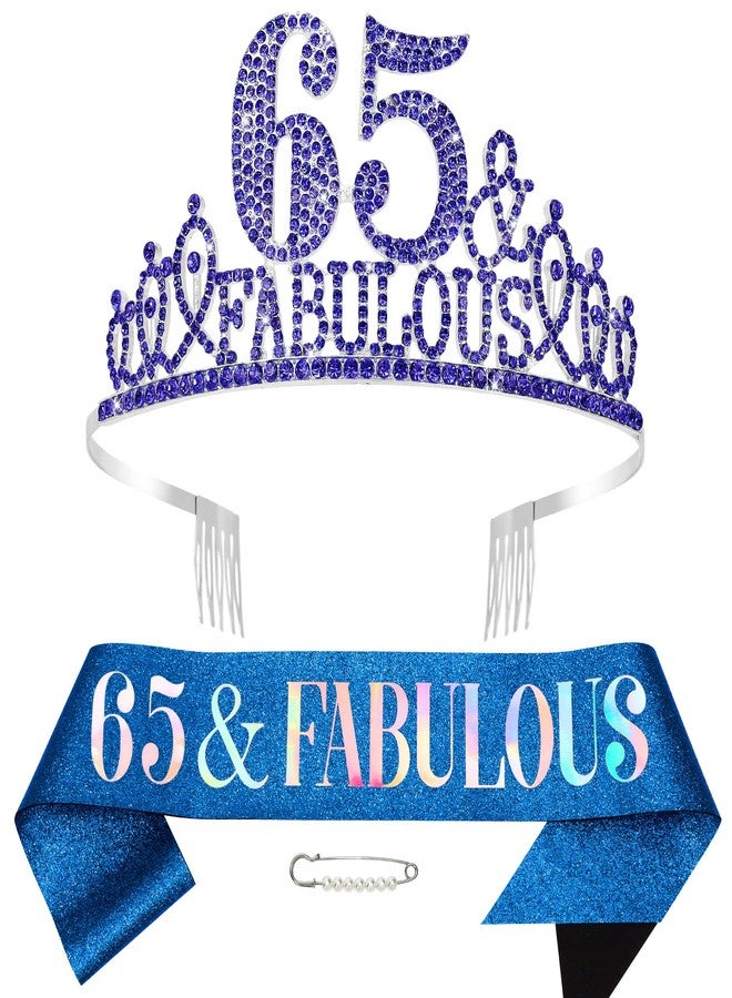هابدو زينة عيد ميلاد هابدو الملكي الأزرق الـ 65 للنساء، وشاح وتاج عيد الميلاد الـ 65، وزينة حفلات رائعة مع تاج ووشاح - Image 1