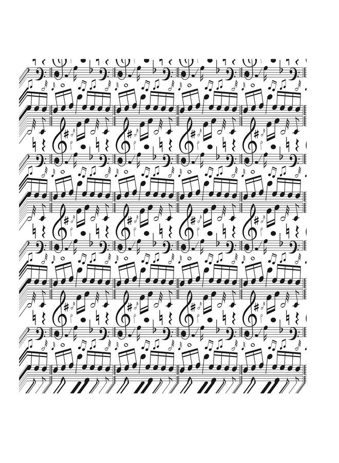 Suiwen 150 Black and White Music Note Patterned Wax Paper, Food Picnic Paper, Greaseproof Paper, Waterproof Dry Hamburger Liners Wrapping Tissue for Plastic Food Basket - Image 2