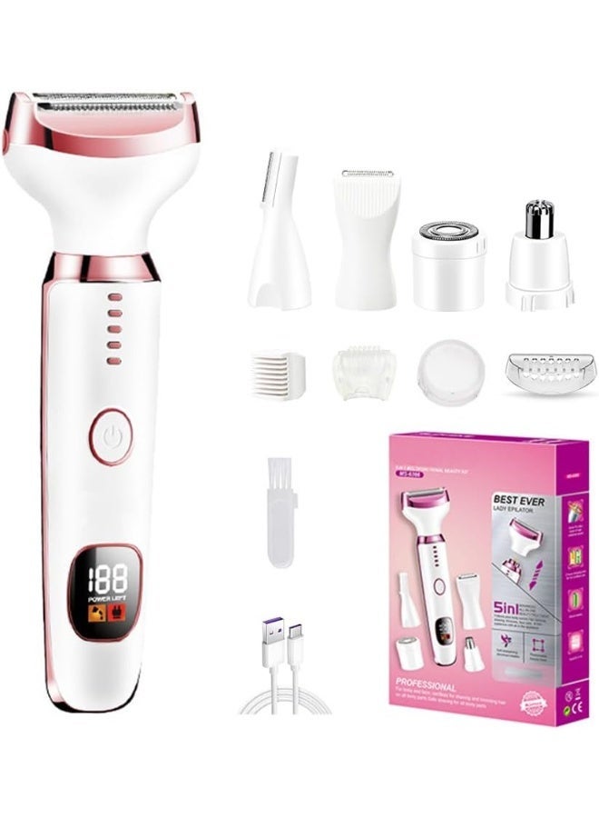 5-in-1 Electric Shaver for Women, Sensitive Area Shaver, Electric Hair Remover for Face, Nose, Underarms, and Sensitive Areas, Bikini Trimmer, Hair Removal Device, Safe Shaver, USB Charging, Model 8377 - Image 1