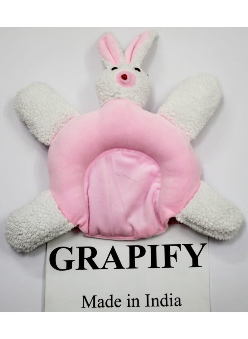 Grapify Grapify Black Mustard Seeds New Born Baby Head Shaping Rabbit Design Piliow 06 Months Pink 