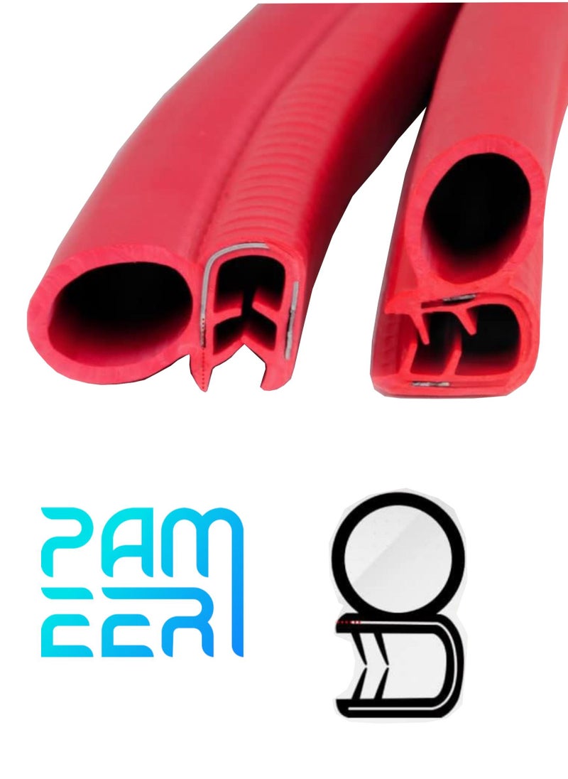 PAMEER - Car Door Edge Guard Protectors P Shape Rubber Edge Trim Rubber Clip Buffer to Avoid Collision with Other Vehicle Bodies Size 50cm Red Color - Image 1