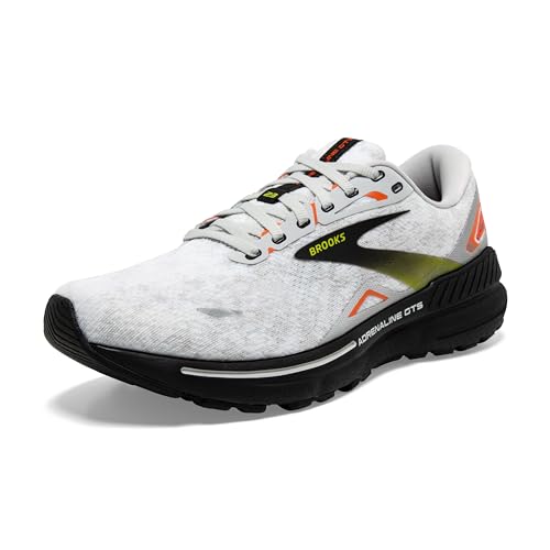 Brooks Men’s Adrenaline GTS 23 Supportive Running Shoe - Oyster/Black/Red Orange - 8 Medium - Image 1