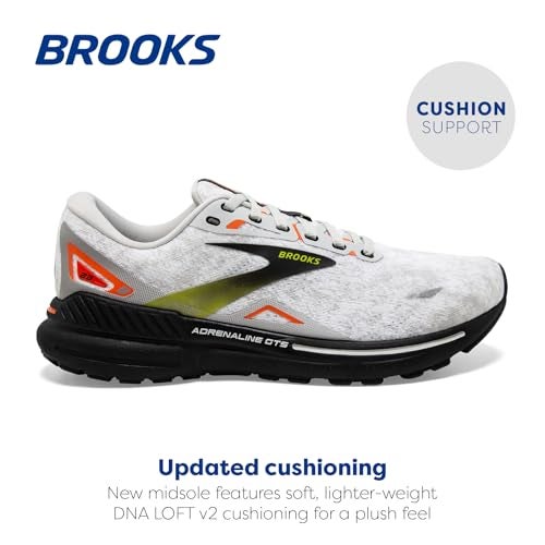 Brooks Men’s Adrenaline GTS 23 Supportive Running Shoe - Oyster/Black/Red Orange - 8 Medium - Image 3