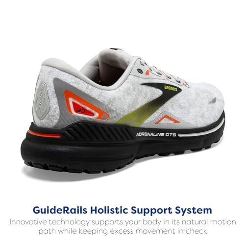Brooks Men’s Adrenaline GTS 23 Supportive Running Shoe - Oyster/Black/Red Orange - 8 Medium - Image 4