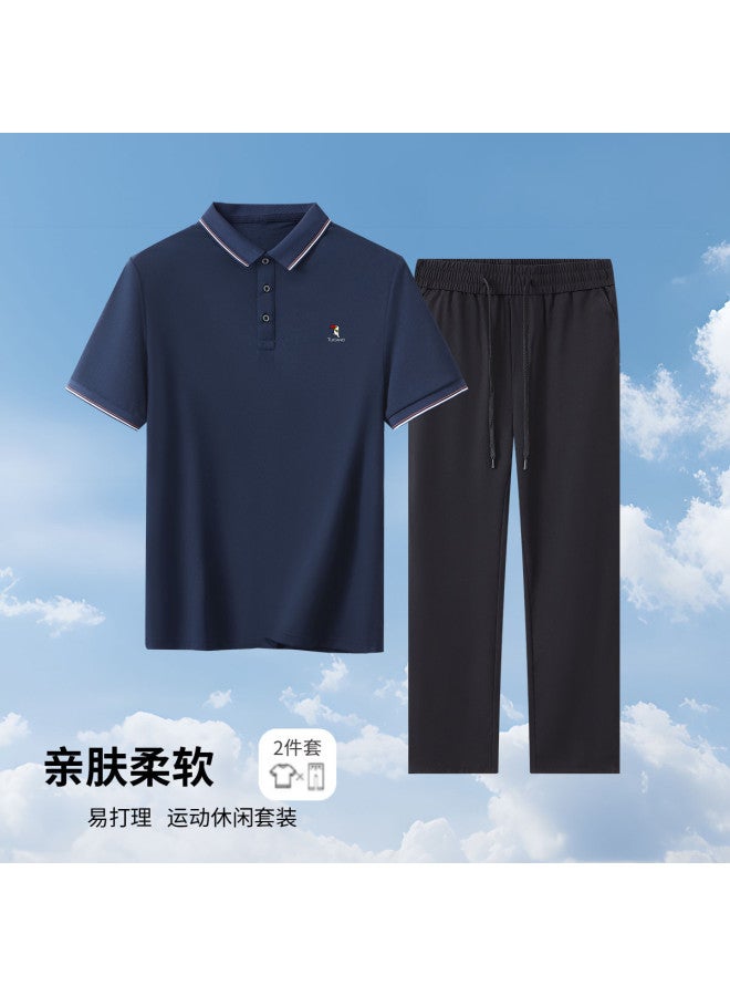 Tucano lightweight & Breathable Two-piece Set - Short Sleeve Polo Shirt With Collar & Casual Pants - Image 2