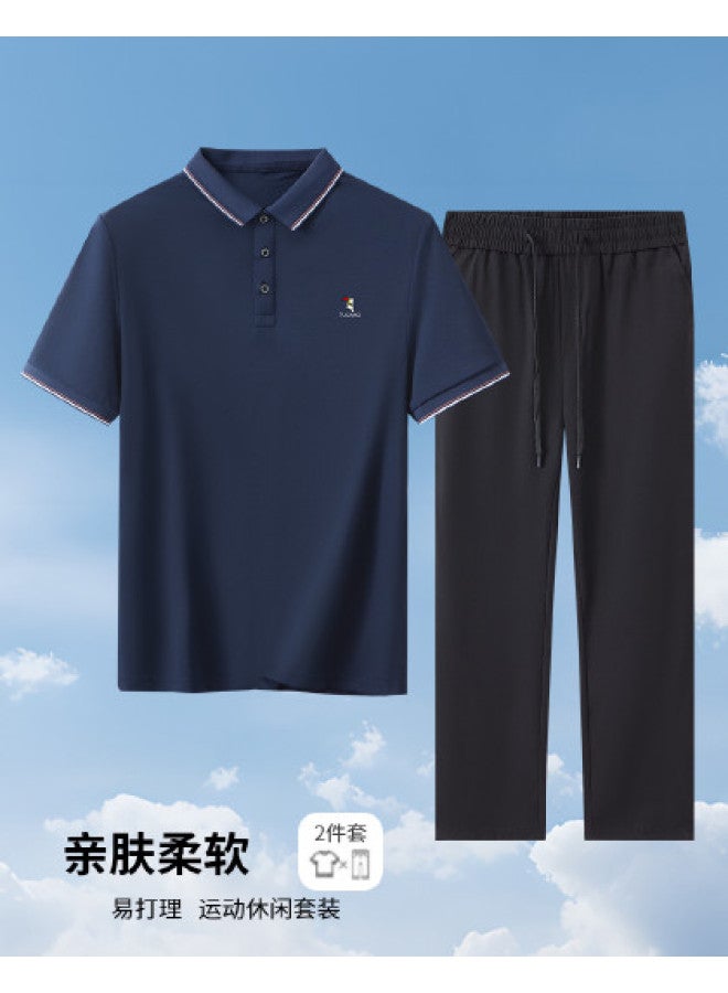 Tucano lightweight & Breathable Two-piece Set - Short Sleeve Polo Shirt With Collar & Casual Pants - Image 1