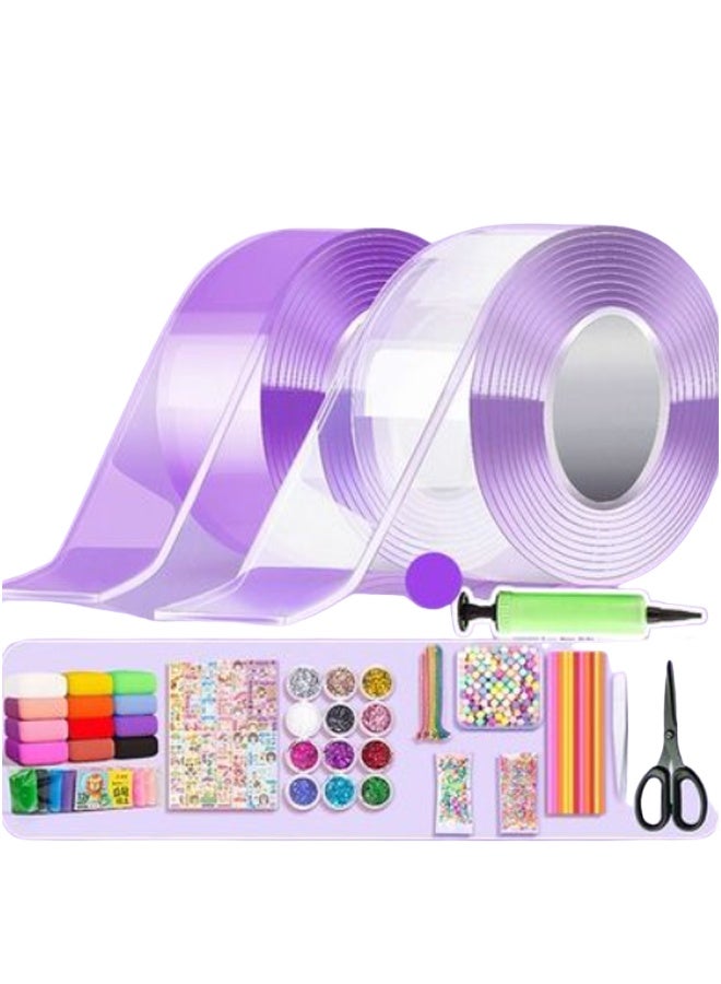 إيهوم 62 قطعة من مجموعة شرائط الفقاعات النانوية للأطفال، مجموعة شرائط الفقاعات النانوية مع بريق، طين، ملصقات لطيفة وأدوات إكسسوارات، حرف يدوية من الشرائط النانوية للأطفال والمراهقين والفتيات - Image 2