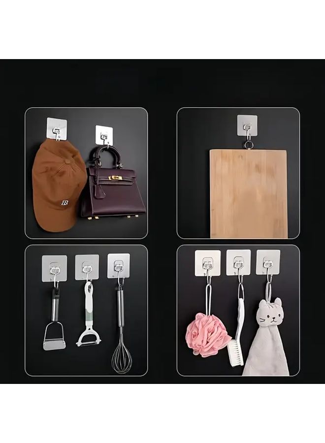 Transparent Adhesive Hooks No Drill Strong Acrylic For Kitchen Door Bathroom Wall 12pcs - Image 4