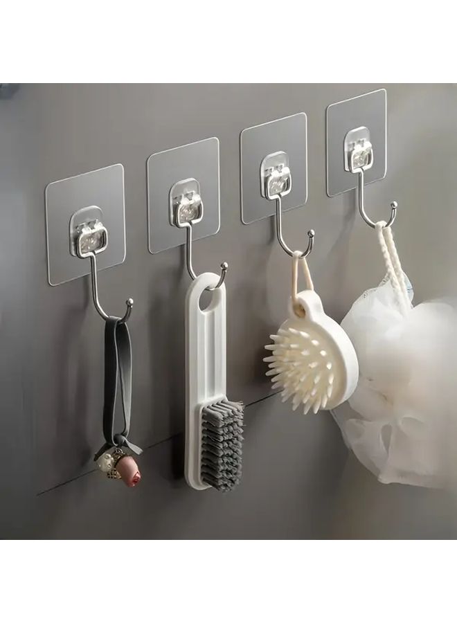Transparent Adhesive Hooks No Drill Strong Acrylic For Kitchen Door Bathroom Wall 12pcs - Image 2