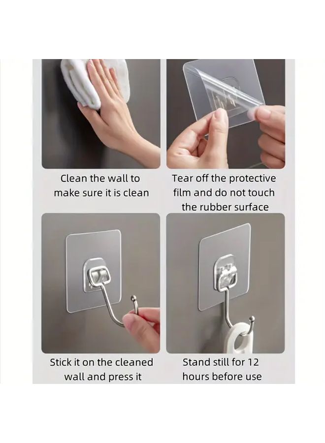 Transparent Adhesive Hooks No Drill Strong Acrylic For Kitchen Door Bathroom Wall 12pcs - Image 5