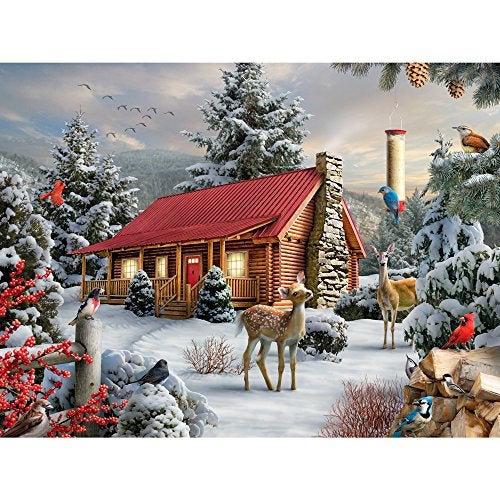 Bits and Pieces - 1000 Large Piece Jigsaw Puzzle for Adults - New Friends - 1000 pc Snowy Winter Scene Jigsaw by Artist Alan Giana - Image 1