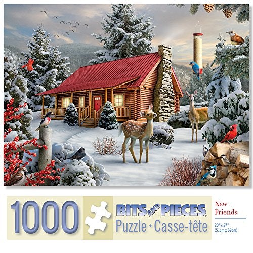 Bits and Pieces - 1000 Large Piece Jigsaw Puzzle for Adults - New Friends - 1000 pc Snowy Winter Scene Jigsaw by Artist Alan Giana - Image 2