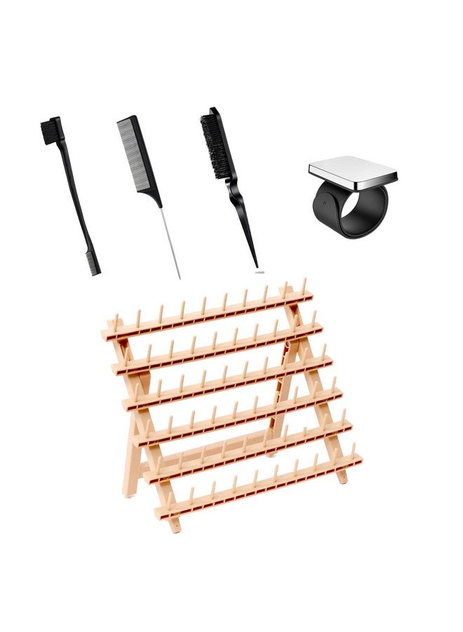 Laflare Braiding Rack For Hair With Comb Set & Braid Gel Wristband & Hair Clip Hair Rack (Hair Extension Holder With 60 Pegs ) With Hair Braiding Accessories (Ppcom2) - Image 1