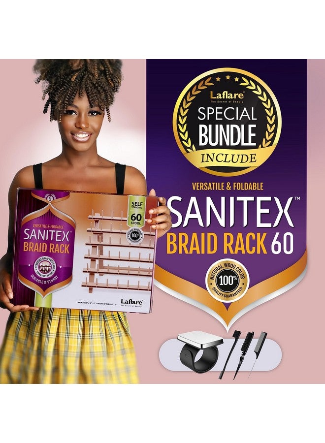 Laflare Braiding Rack For Hair With Comb Set & Braid Gel Wristband & Hair Clip Hair Rack (Hair Extension Holder With 60 Pegs ) With Hair Braiding Accessories (Ppcom2) - Image 2