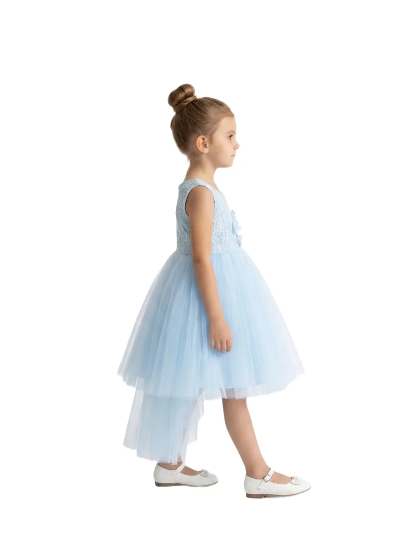 بيداني Sleeveless Tulle Flower Girl Dress - Sky Blue