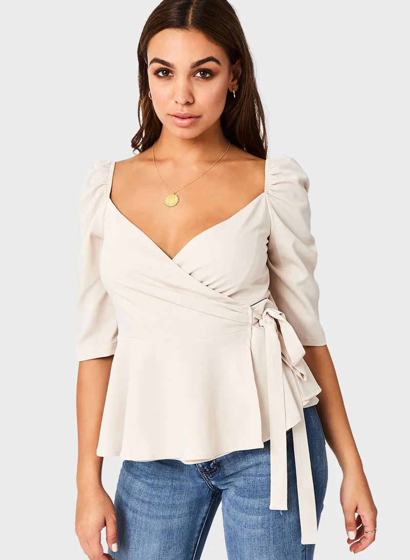 Girls On Film Pleated Lace Detail Top