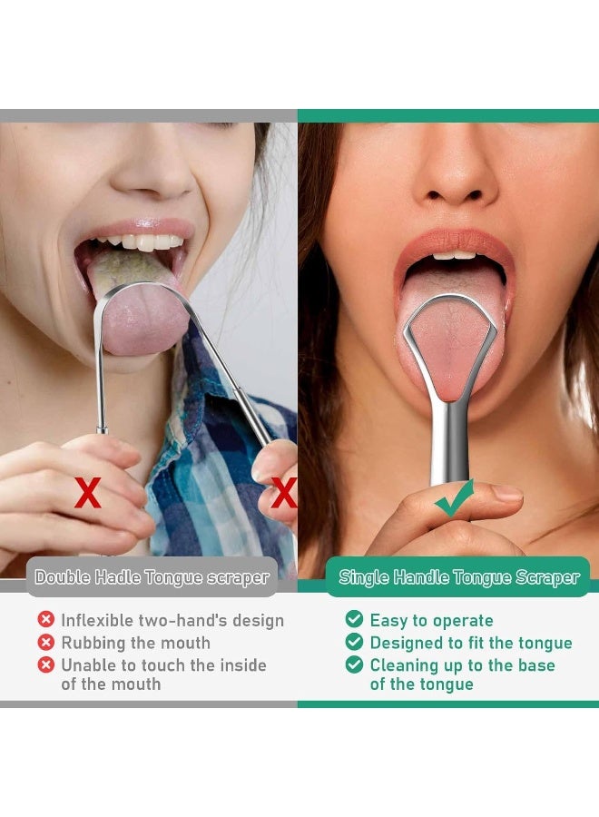 RONAVO Tongue Scraper for Adults Two Colors Designed for Couples Cure Bad Breath Tongue Cleaners Stainless Steel Metal Tongue Scrapers for Oral Care Hygiene 2 Pack - Image 4