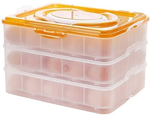 BLAPOXE Three Layer 36 Grid Egg Storage Box Plastic Egg Tray Organizer with lid for Fridge Kitchen PicnicMulticolour - Image 1