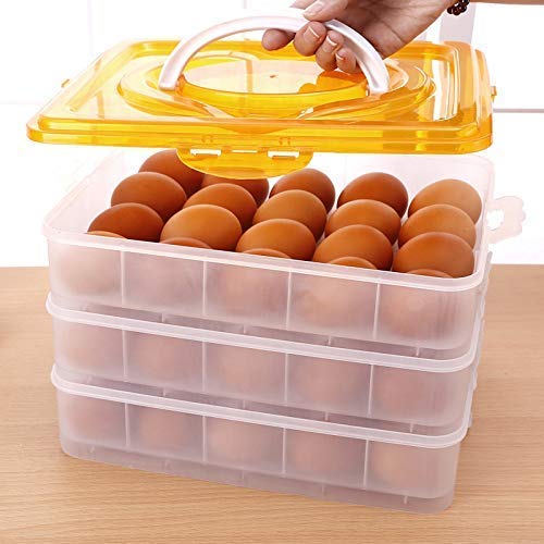 BLAPOXE Three Layer 36 Grid Egg Storage Box Plastic Egg Tray Organizer with lid for Fridge Kitchen PicnicMulticolour - Image 2