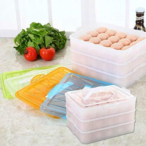 BLAPOXE Three Layer 36 Grid Egg Storage Box Plastic Egg Tray Organizer with lid for Fridge Kitchen PicnicMulticolour - Image 3