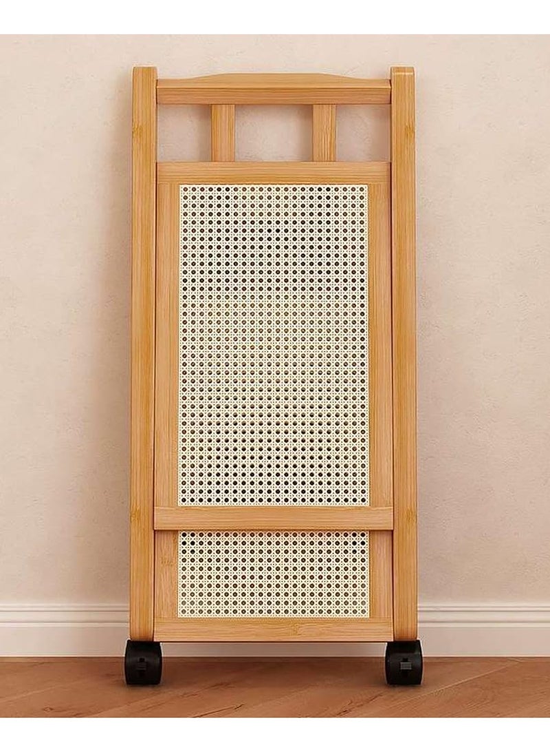 LINGWEI Foldable Bamboo Serving Trolley | Multi-Tier Rolling Cart with Wheels | 2 & 3 Tier Utility Cart for Tea, Dining, and Storage | Perfect for Home, Cafe, and Hospitality Use - Image 5