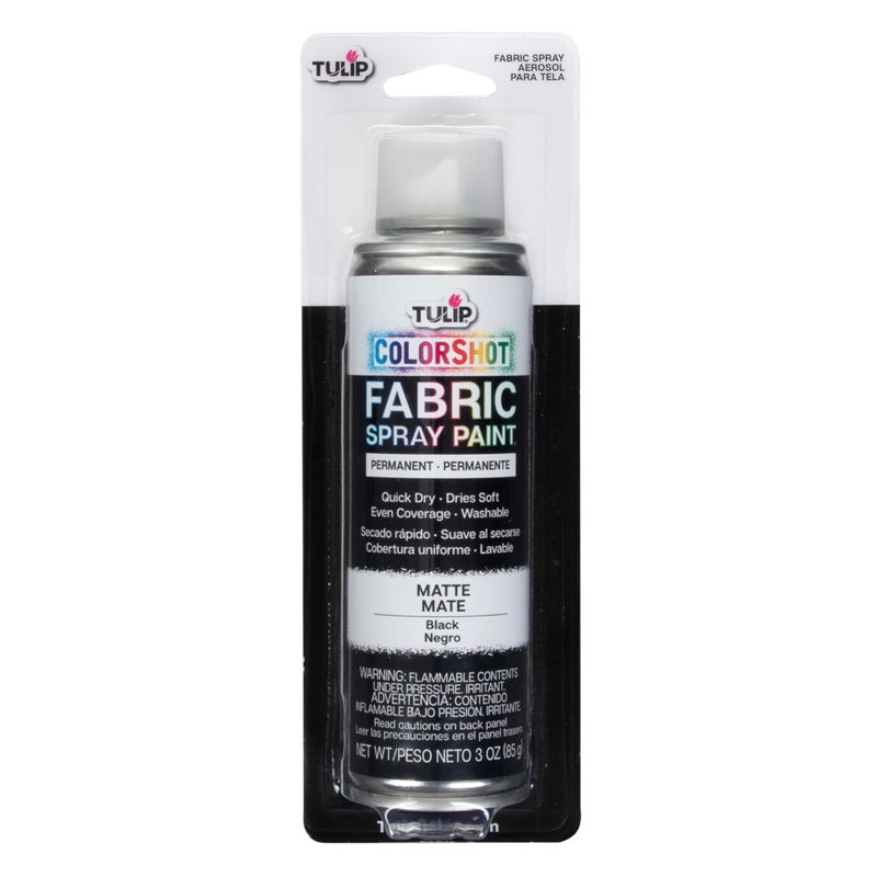 Tulip ColorShot Instant Fabric Spray Paint, Permanent Color Spray-On Fabric Paint, 3oz, Black - Image 1