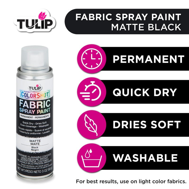 Tulip ColorShot Instant Fabric Spray Paint, Permanent Color Spray-On Fabric Paint, 3oz, Black - Image 3