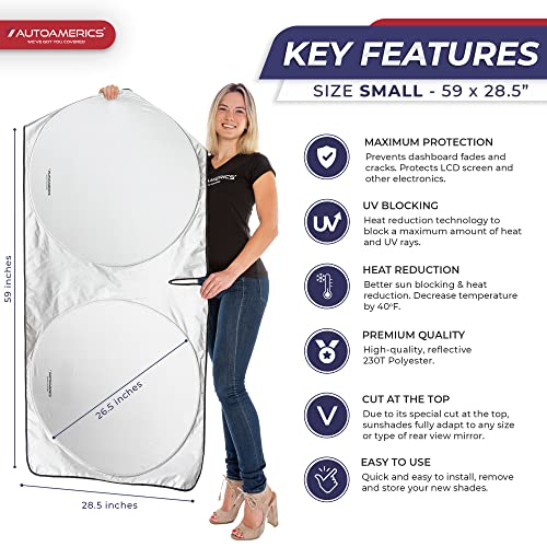 Autoamerics 1-Piece Windshield Sun Shade Foldable Car Front Window Sunshade for Most Sports Cars SUV Truck - Best Heat Shield Reflector Cover - Blocks Max UV Rays & Keeps Your Vehicle Cool - Small Fit - Image 2