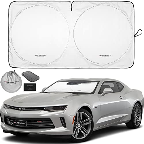 Autoamerics 1-Piece Windshield Sun Shade Foldable Car Front Window Sunshade for Most Sports Cars SUV Truck - Best Heat Shield Reflector Cover - Blocks Max UV Rays & Keeps Your Vehicle Cool - Small Fit - Image 1