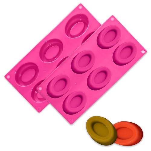 MoldBerry Silicone Soap Mold – 6 Cavity Oval & Pear Shaped Mould for Homemade Soaps, Bath Bombs & More (Multicolor – PK1) - Image 1