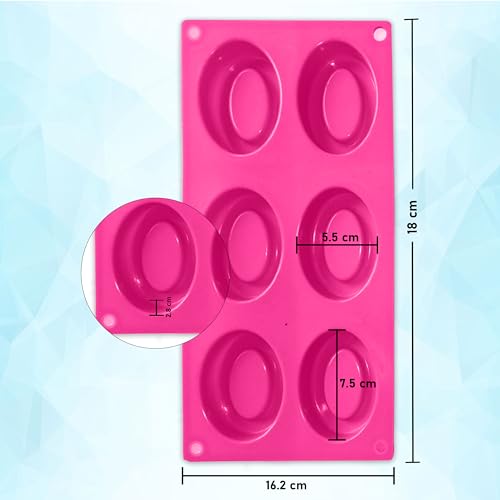 MoldBerry Silicone Soap Mold – 6 Cavity Oval & Pear Shaped Mould for Homemade Soaps, Bath Bombs & More (Multicolor – PK1) - Image 2