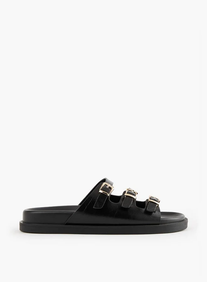 Buckle Accent Slip-On Sandals