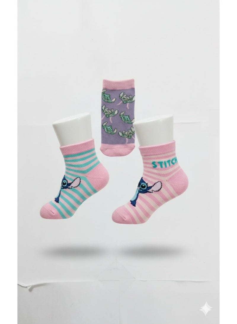 Lilo & Stitch 3 PAIRS | STITCH ANKLET SOCKS 78% COTTON| 18% POLYESTER | 4% ELASTANE - Image 1