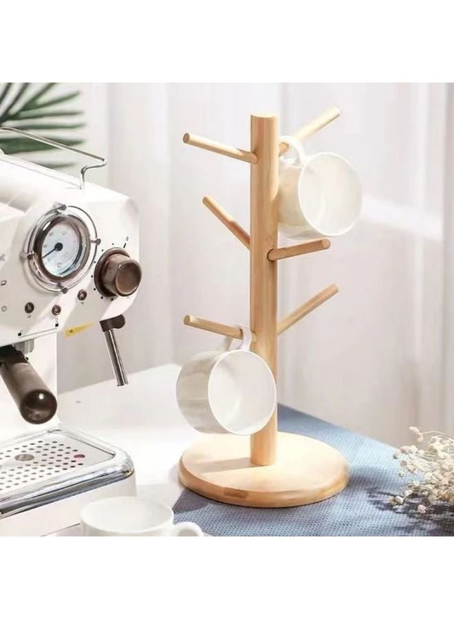 Bamboo Wood Cup Holder Organizer Multi Tiered Storage Rack Recycled Wood 1pc - Image 3