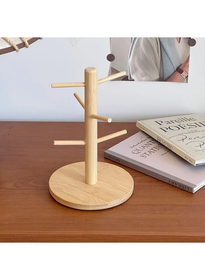 Bamboo Wood Cup Holder Organizer Multi Tiered Storage Rack Recycled Wood 1pc - Image 1