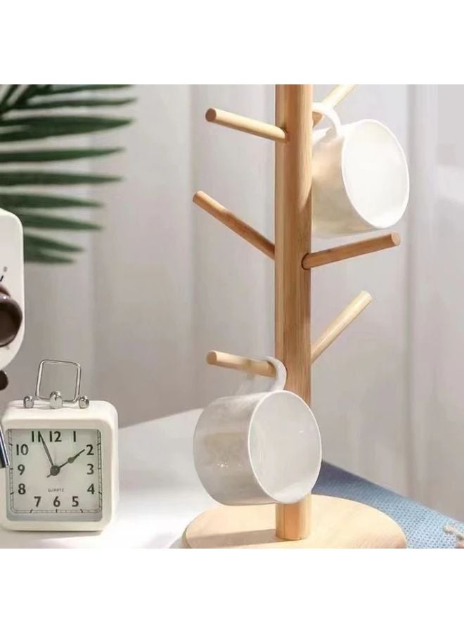 Bamboo Wood Cup Holder Organizer Multi Tiered Storage Rack Recycled Wood 1pc - Image 4